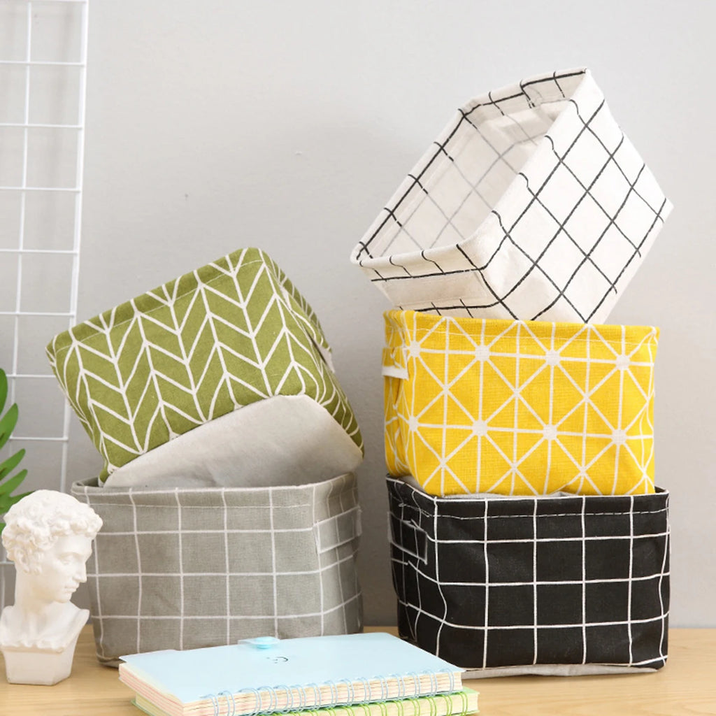 Cotton Linen Storage Basket with Handles