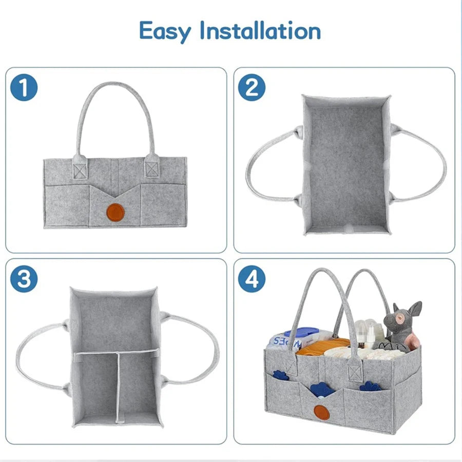 Felt Diaper Caddy Storage Bag