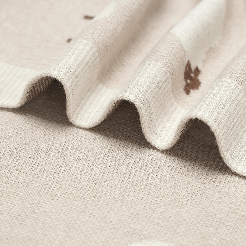 Knitted Cotton Stroller Blanket (90 × 70 cm)