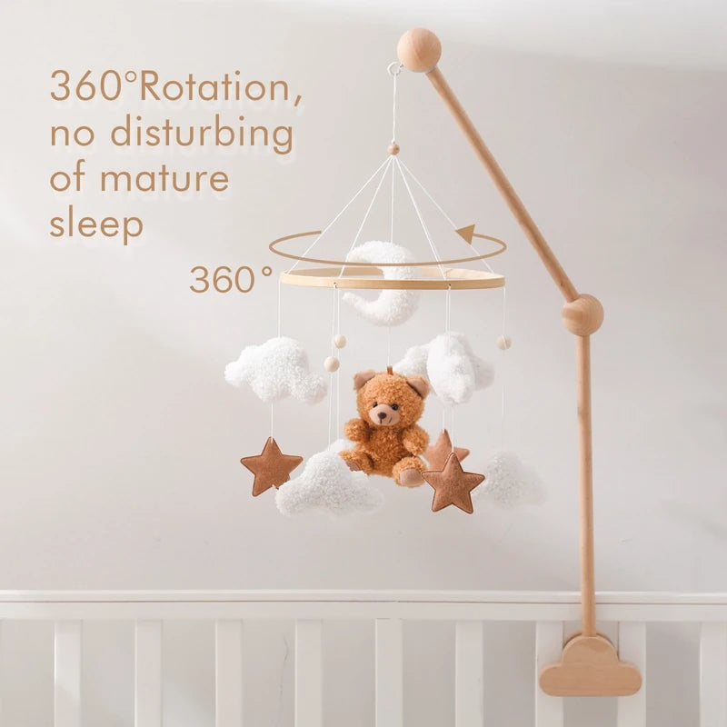 Wooden Crib Mobile with Felt Bears