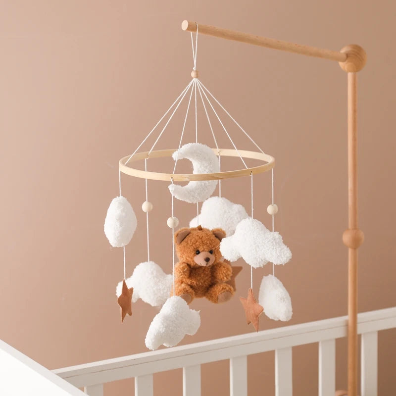 Wooden Crib Mobile with Felt Bears