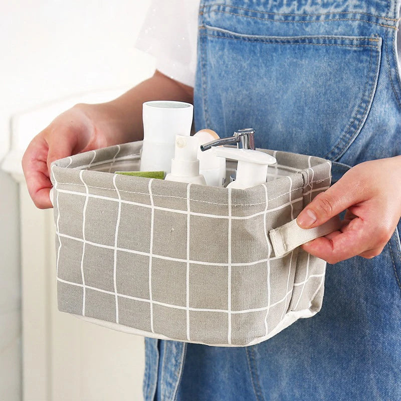 Cotton Linen Storage Basket with Handles