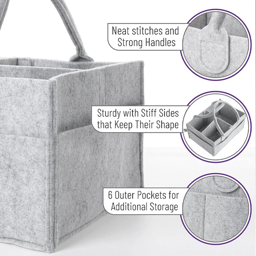 Felt Diaper Caddy Storage Bag