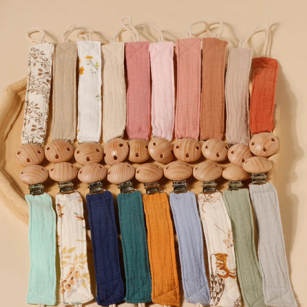 Printed Wooden Bead Pacifier Clip