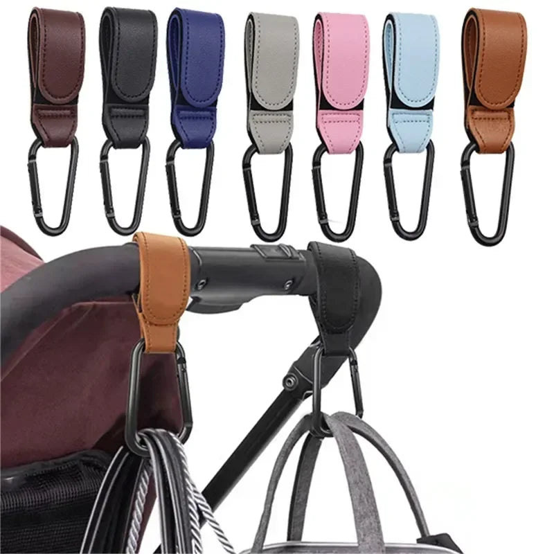 Leather Stroller Hooks with 360° Swivel (2 pcs)
