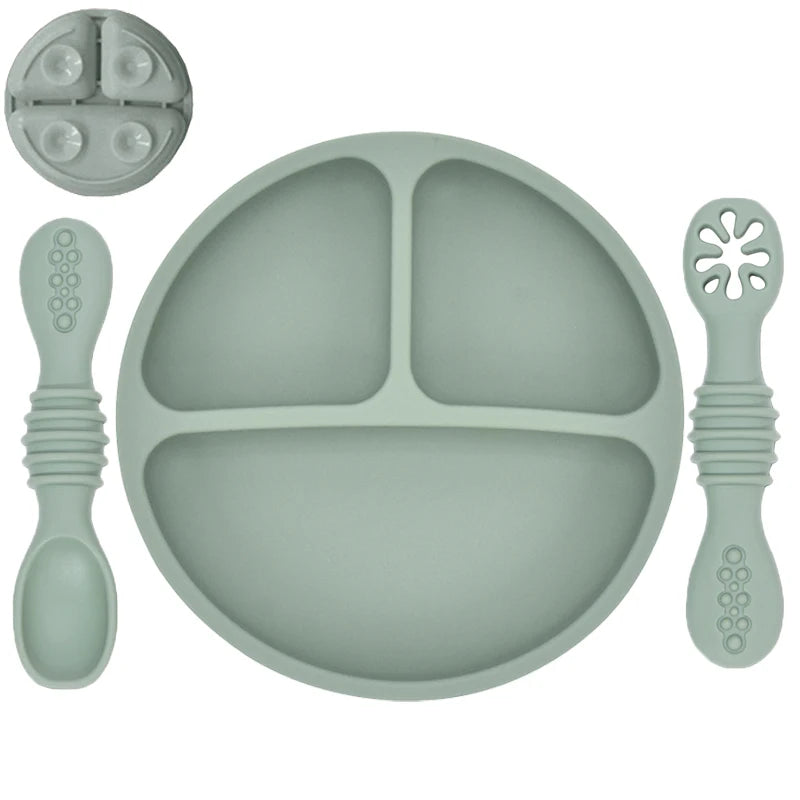 Smiley silicone suction plate and spoon