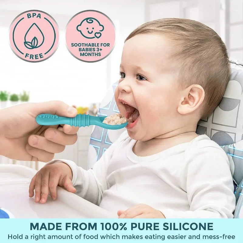 Soft Silicone Baby Spoon & Fork Set