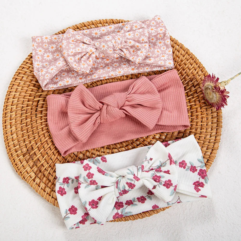 Ribbed Floral Headbands (3 pcs)