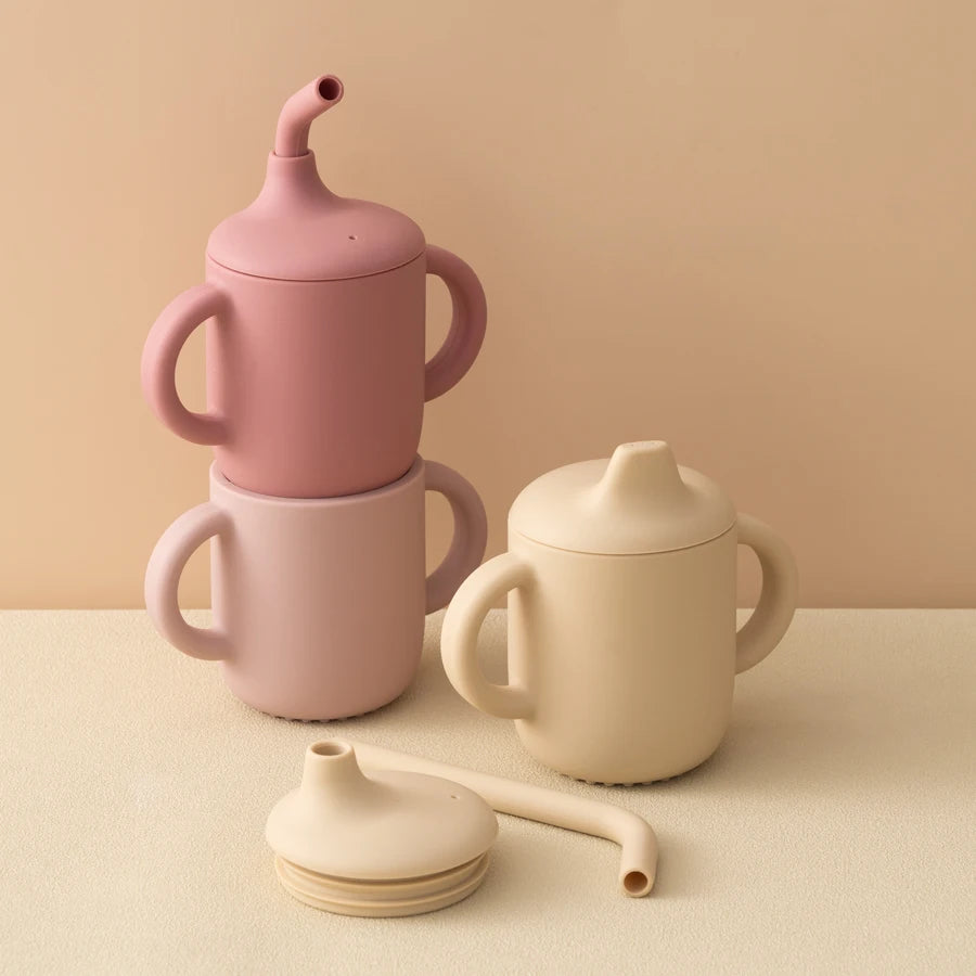 Silicone Straw Cup with Two Lids