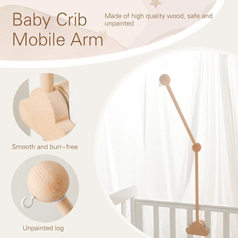 Wooden Crib Mobile Arm with Crochet Toys